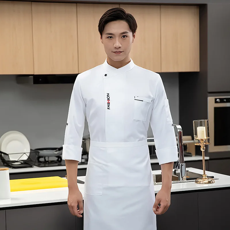 Fashion Chef Overalls Long Sleeve Men's Autumn and Winter Catering Hotel Western Restaurant Kitchen Clothes Baking Western Pastr