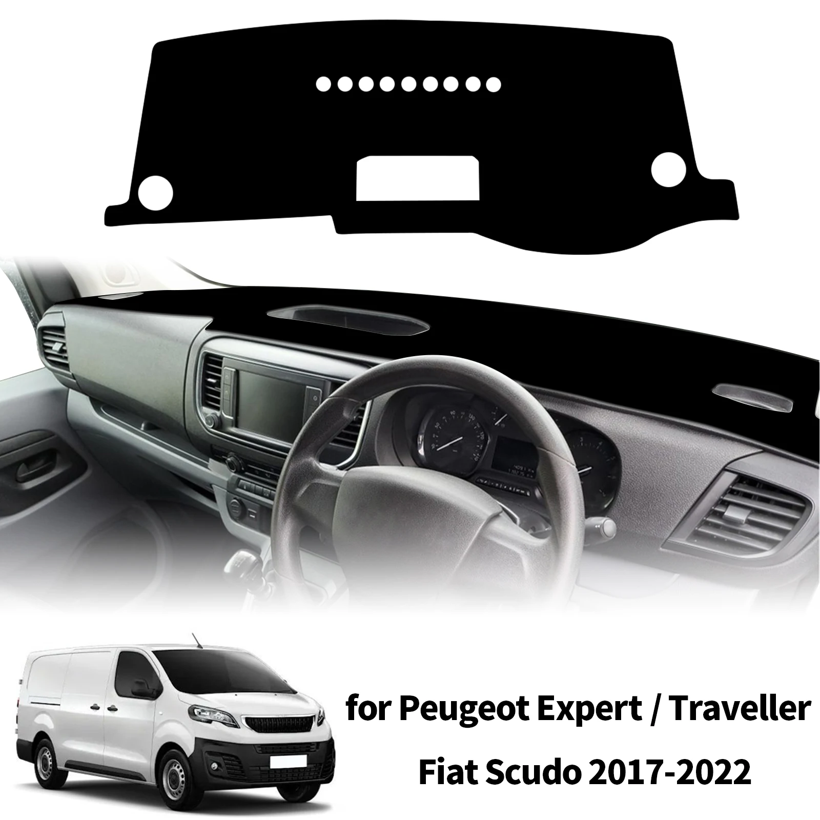 for Peugeot Expert Traveller 2017-2022 Fiat Scudo Car Dashboard Cover Sunshade Non‑Slip Protector Dash Mat Interior Decor Pad
