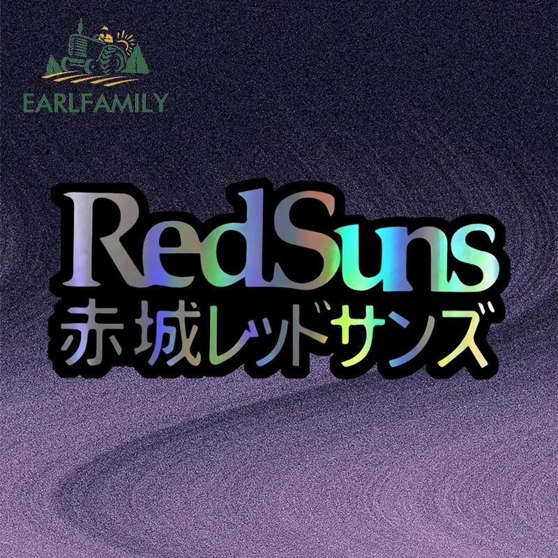 EARLFAMILY Initial D Red Suns Car Stickers Neon Vinyl Car Accessories Funny Decal Motorcycle Campervan Waterproof Laptop Decals