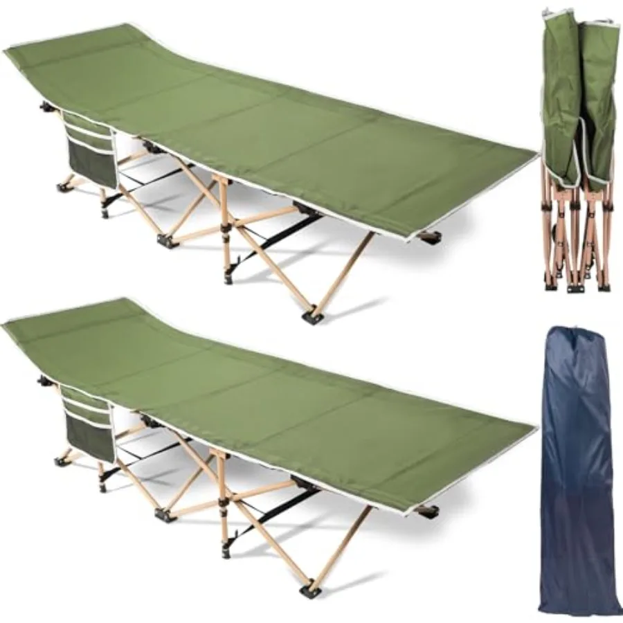 

Camping cot for adults, steel frame, black, 450lbs max load, portable folding design with carry bag, heavy duty outdoor sleepin