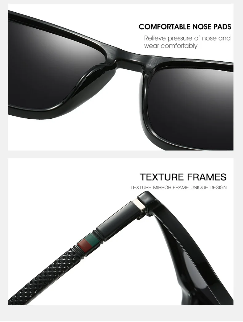 Neue klassische Mode-Polarisations-Sonnenbrille für Herren und Damen, quadratisch, großer Rahmen, zum Fahren, Angeln – Detail 5