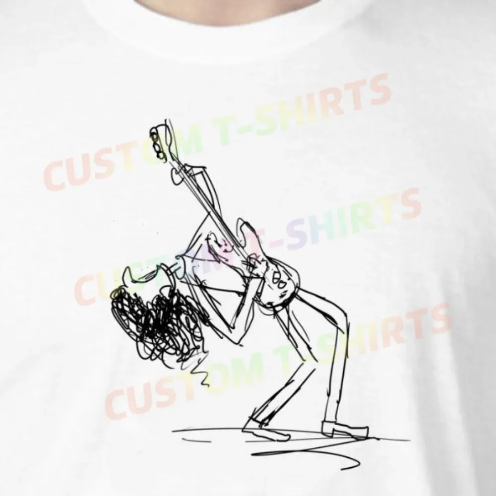 

109 197_Rock_Pose_–_Guitarist Fans' comic-style hand-drawn pattern T-shirts for both men and women in summer