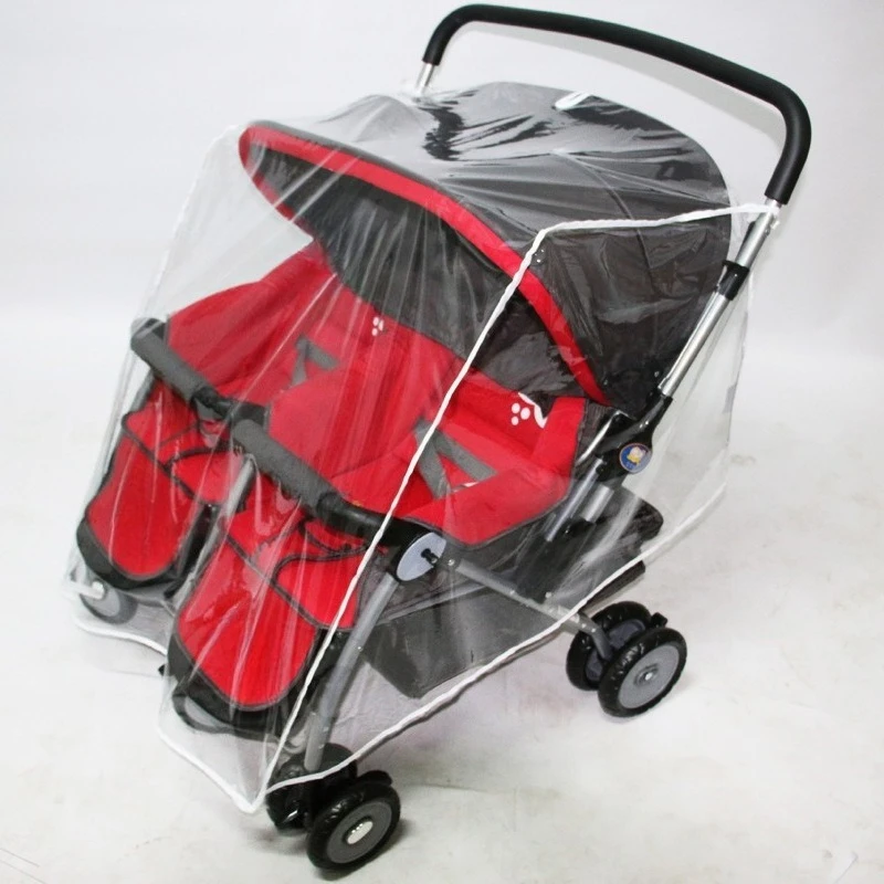 Universal Twin Stroller Rain Cover – Lightweight Waterproof & Windproof Weather Shield for Double Pram Kindergarten Accessories