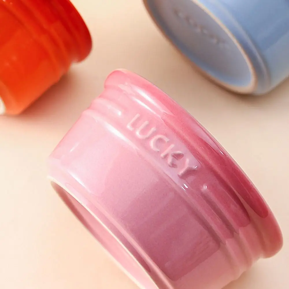 Multicolor Ceramic Baking Bowls Stackable Gradient Color Mousse Cup Heat-resistant Oven Safe Bread Baking Pan Souffle