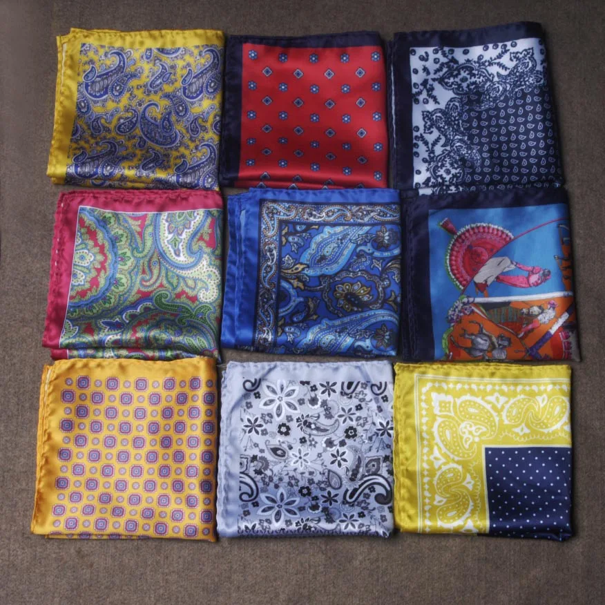 Luxury Mens Handkerchief Silk Accessories Hanky Pocket Squared Handkerchief Pocket Scarf Paisley Polka Dots Party Wedding Prom