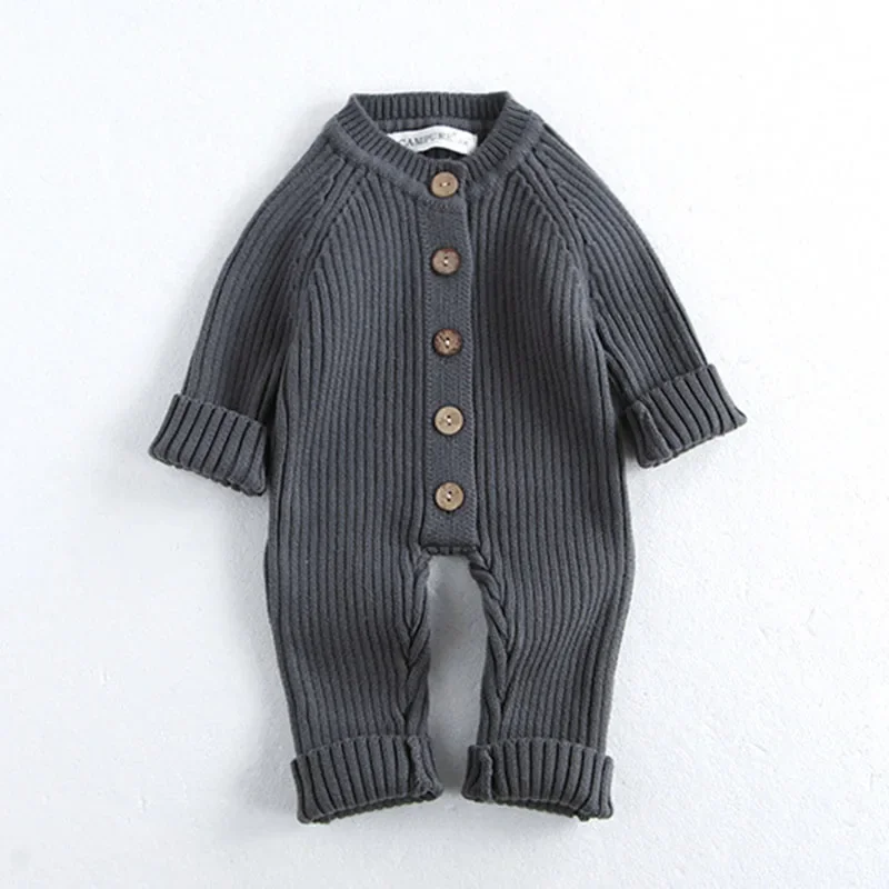 LILIGIRL الخريف الشتاء الوليد طفل الفتيان الفتيات محبوك بذلة طويلة الأكمام بلون طفل رضيع فتاة الفتيان محبوك رومبير