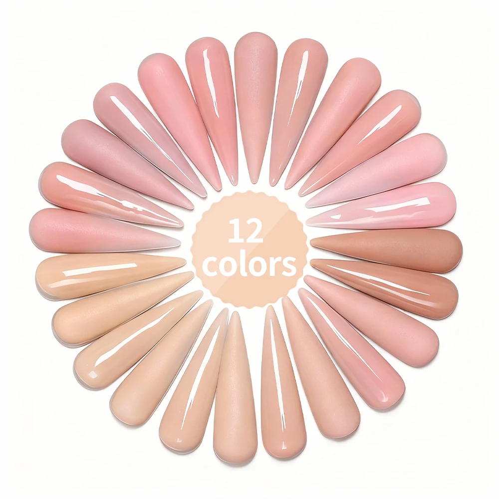 12 Box/set Professionele Acryl Nagelpoeder Naakt/Roze Ultra Fijn Poeder Voor Nagels Uitbreiding 3D Tips Carving Franse acryl Poeder