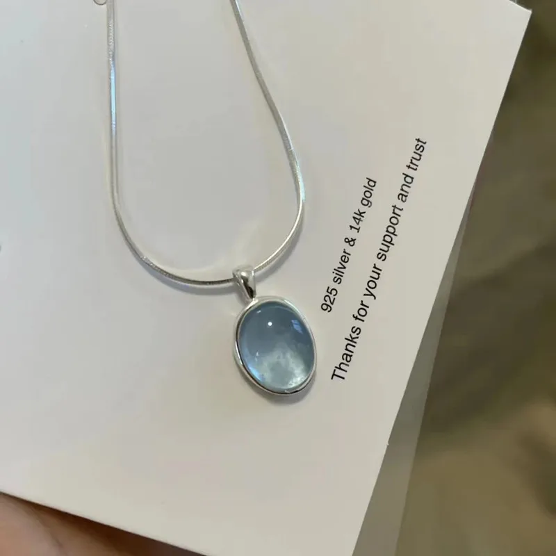 925 Silver Plated Tassel Crystal Oval Bead Charm Pendent Necklace Creative Elegant Wedding Jewelry For Women Girls Choker e1001