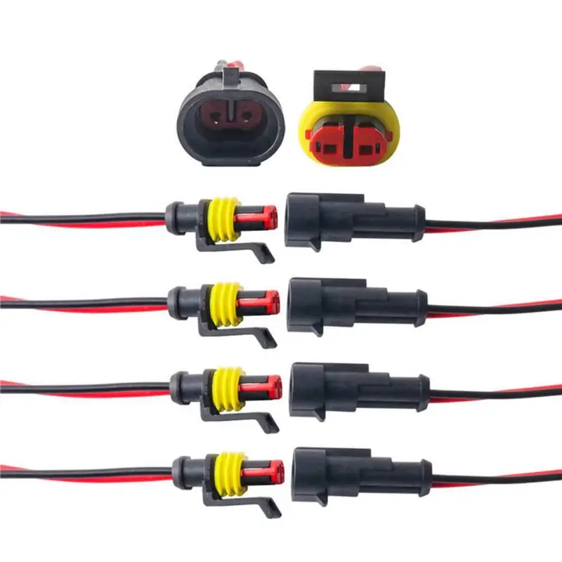 A95E-10 Pair 2 Pin Way Waterproof Electrical Wire Connector Plug Set Car Connectors With Cable For Motorcycle, Scooter Marine