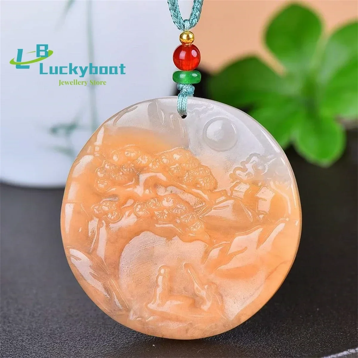 Natural Gold Silk Jade Violet Landscape Brand Pendant Simple and Generous Personality Exquisite and Versatile for Men and Women