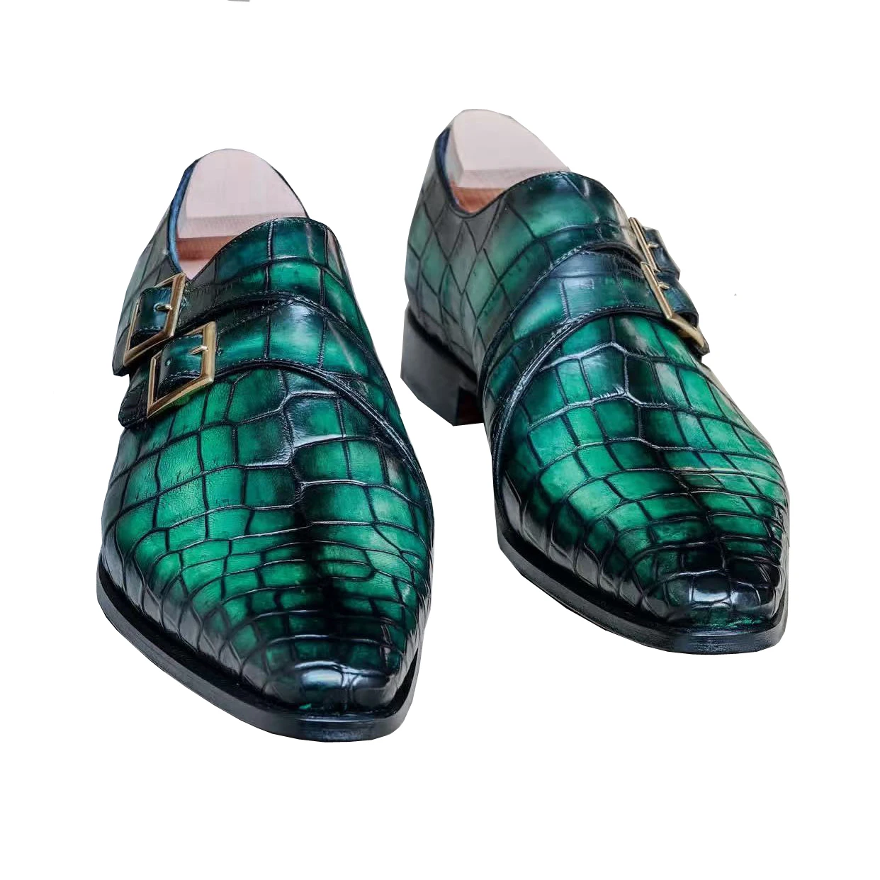 

kexima new men dress shoes male crocodile shoes wedding office business shoes green Emerald green shoes