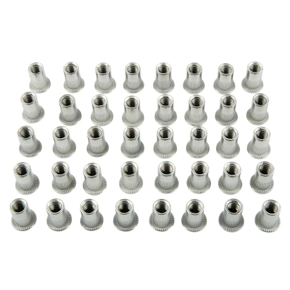 Automotive Decoration Rivet Nuts Stainless Steel 1/4\"-20 Thread Fastener Threaded Flat Head Insert Nut Rivnuts