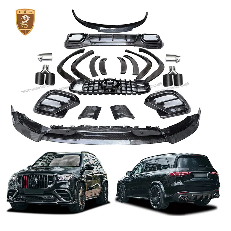BB 900 Style Front Bumper Side Air Vent Trim Cover For 2020-2022 Gls63 X167 Dry Carbon Fiber Rear Bumper Lip with Tail Nozzle