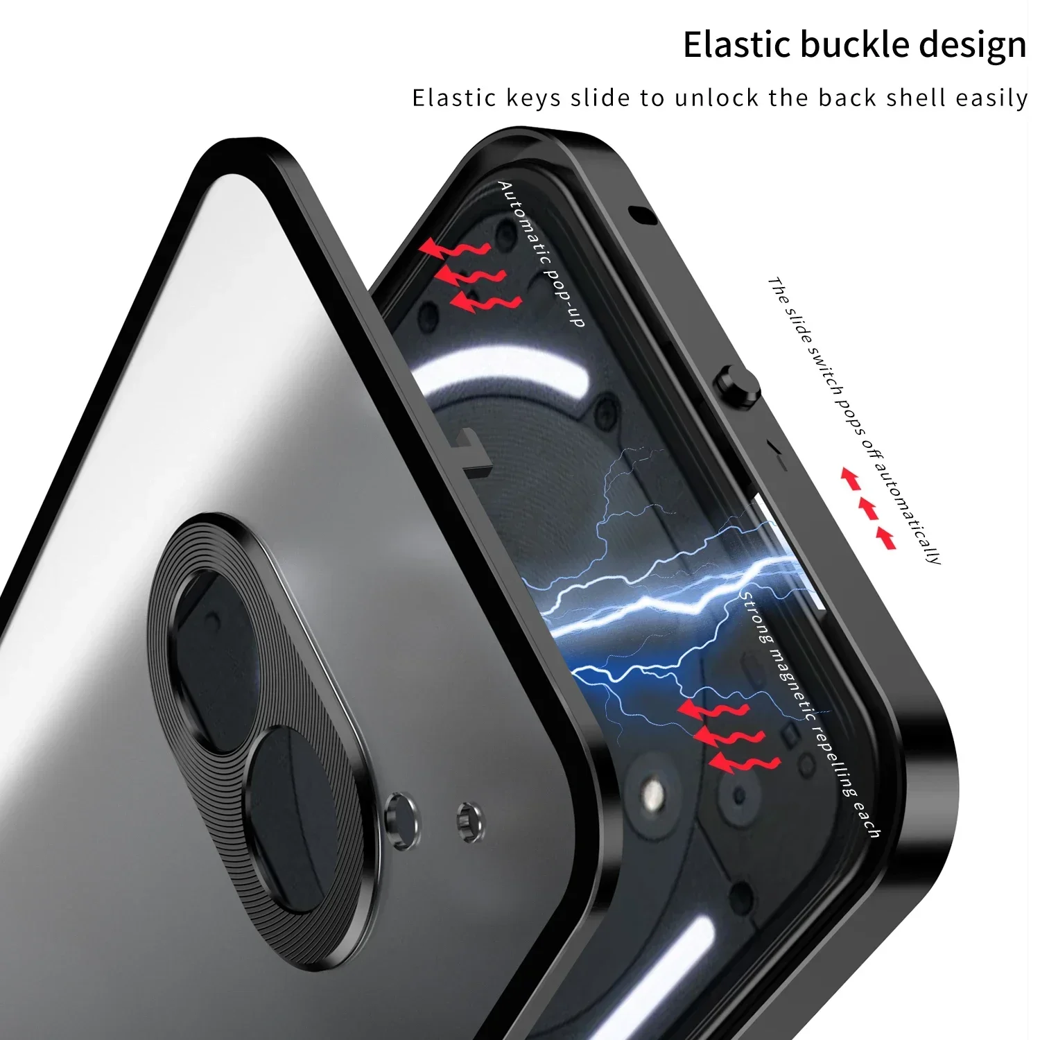 Magnetic Metal Bumper Phone Case for Nothing Phone 2 Matte Clear Back Cover Aluminum Alloy Frame for Nothing Phone 2A Plus Case