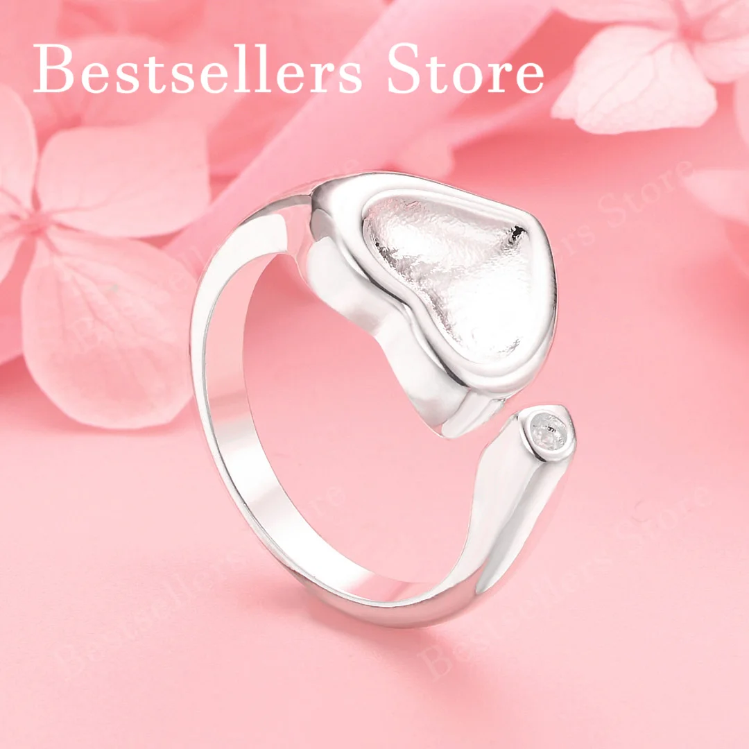 

1 piece of 925 sterling silver exquisite heart-shaped open ring for women's fashion accessories, wedding jewelry gift