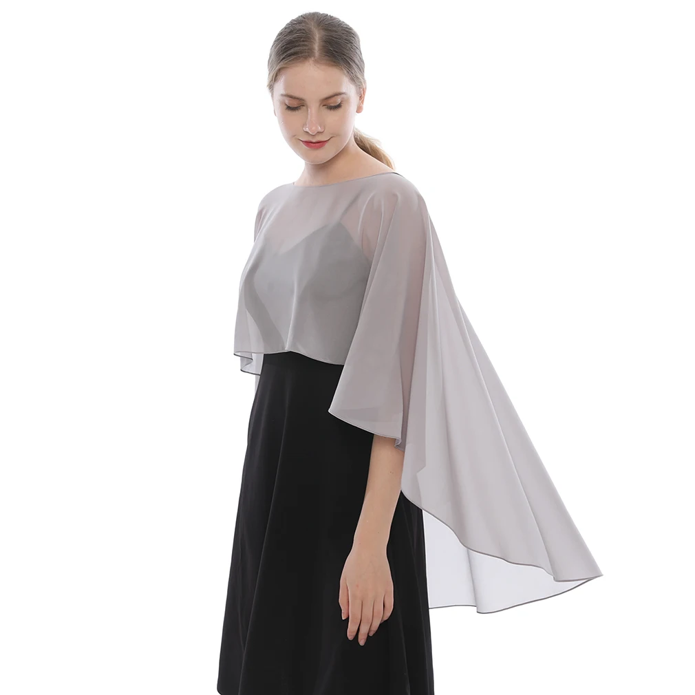 Womens Soft Chiffon Capes Shawl Ladies Evening Wedding Capes Shrug Ladies Bridal Lightweight Long Shawl and Wraps Dress Cover Up