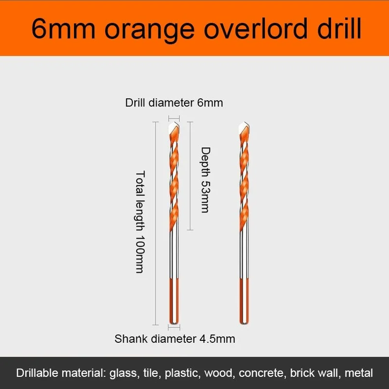6-8mm Hreaded Triangle Tungsten Steel Wall Tile Concrete Drilling Bit Household Marble Overlord Drill Hand Electric Drill