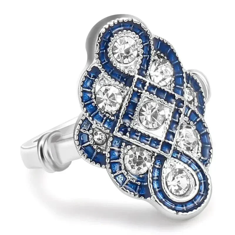2026 Vintage Blue Rings for Women Eight Twist Shaped Inlaid Cubic Zirconia Gorgeous Female Accessories Retro Party Jewelry