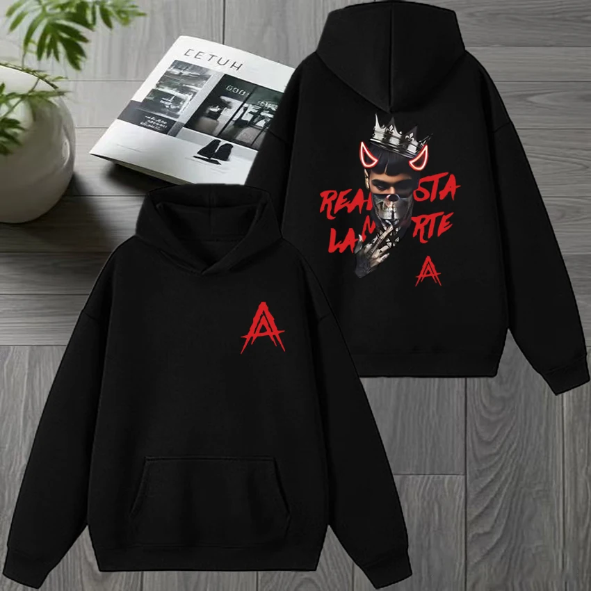 

Hot Rapper Anuel Aa hip hop vintage black streetwear Hoodie 2025 New Men women Casual punk pullover Unisex Fleece jacket Coat