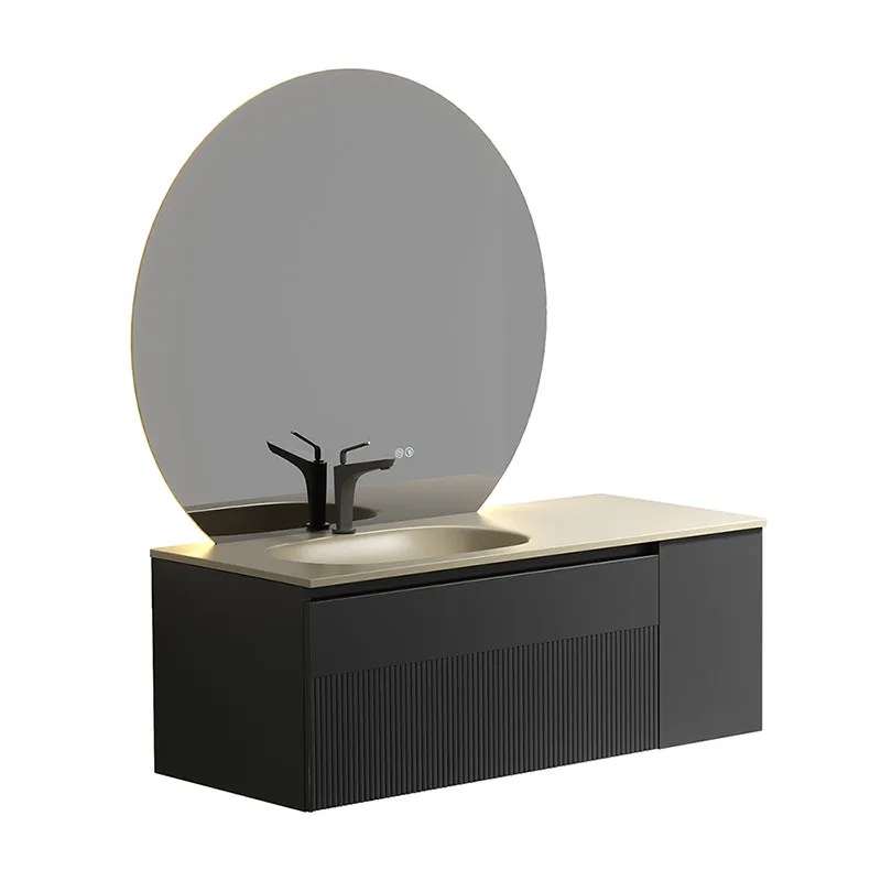 

Умный зеркальный шкаф Шкаф для ванной комнаты из цельного дерева Комбинированная встроенная раковина из закаленного стекла Умывальник для унитаза Умывальник