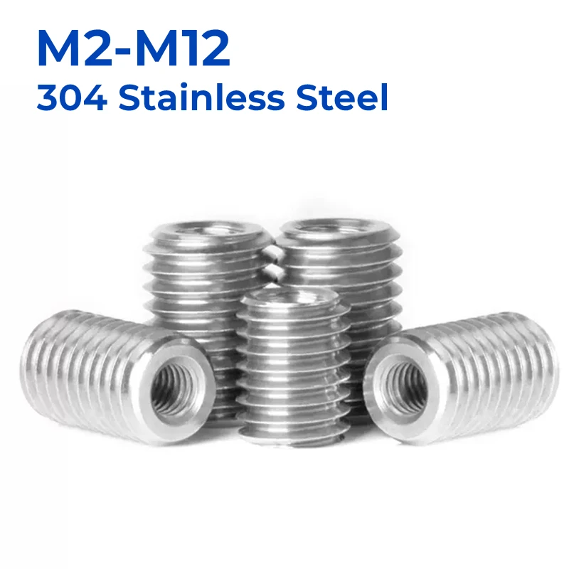 M2 M2.5 M3 M4 M5 M6 M8 M10 M12 304 Stainless Steel Inside Outside Thread Adapter Screw Nuts Insert Sleeve Converter Nut Coupler