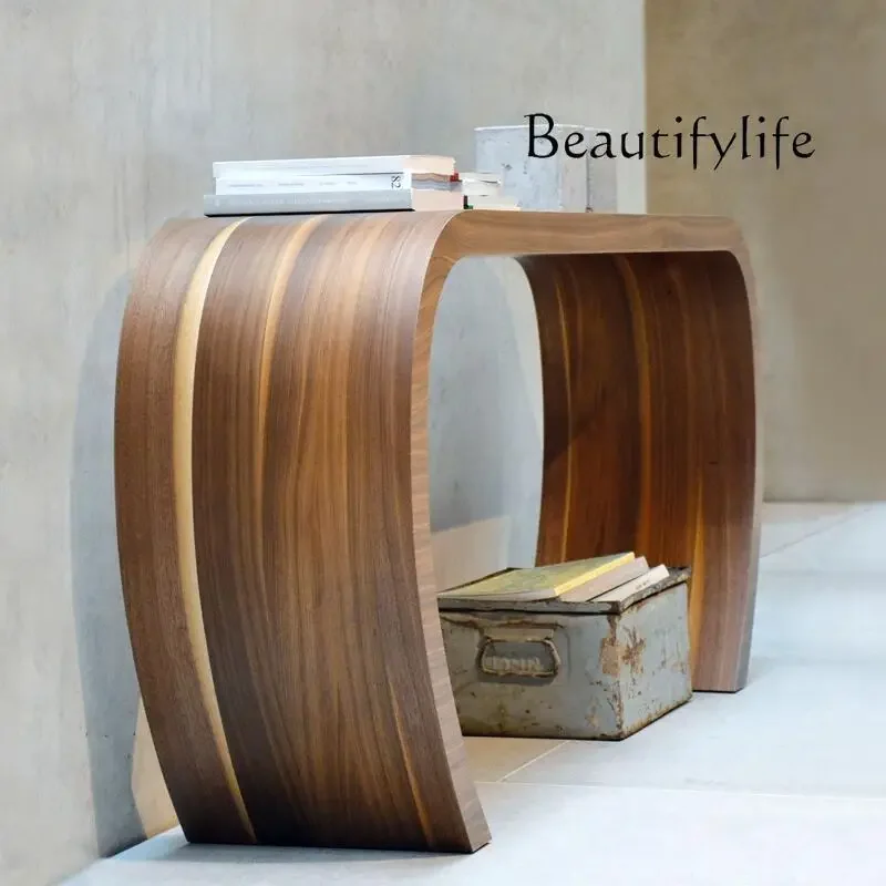 Uu Medieval Entrance Terrace Surprised Nordic Strip Entrance Table Walnut Retro Simple Modern Italian Entrance Cabinet