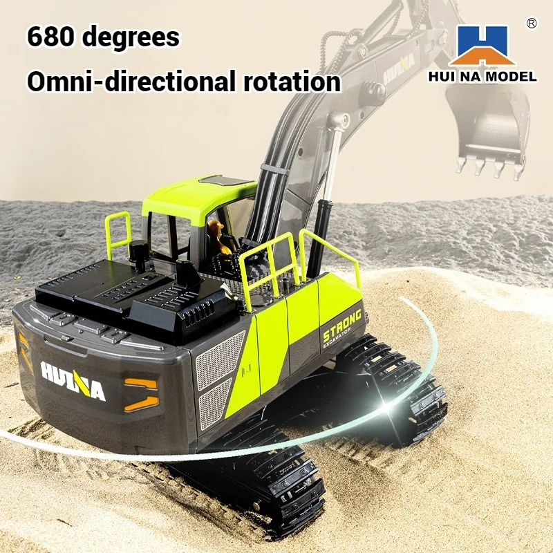 Huina 593 Large Alloy Excavator Remote Control Engineering Vehicle 22 Channels Sound And Light Simulation Model Toy for Children