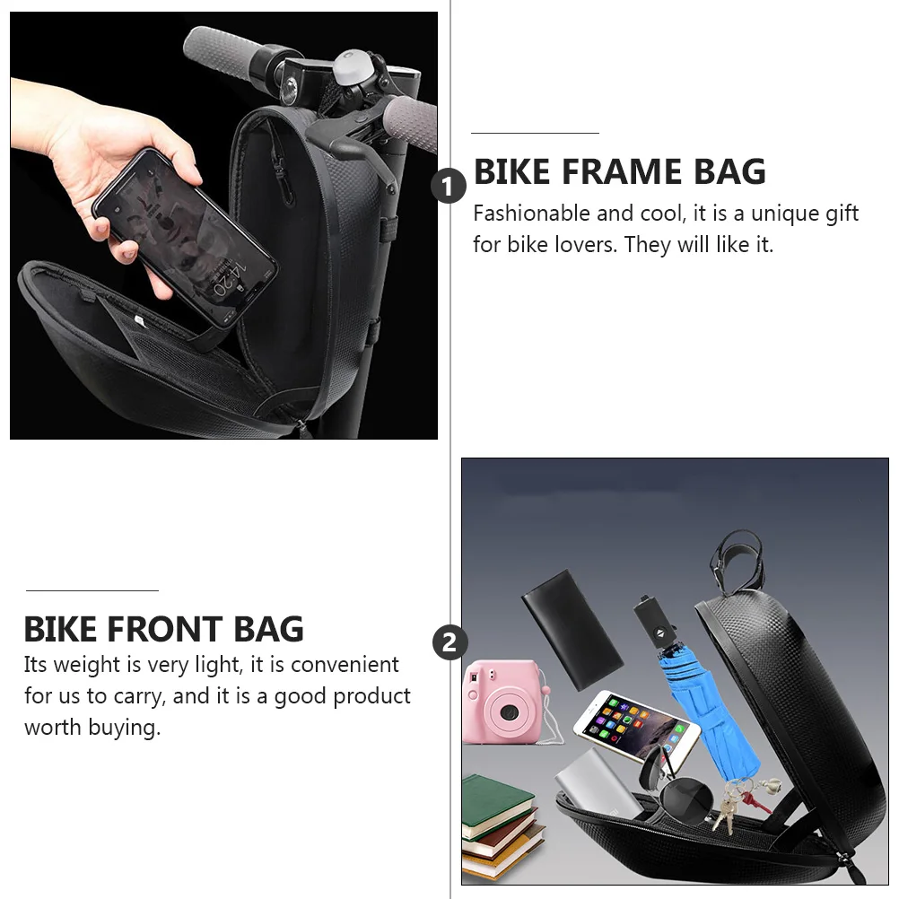 

Carbon Fiber Black Bike Handlebar Bag Waterproof Large Capacity Professional Cycling Accessory