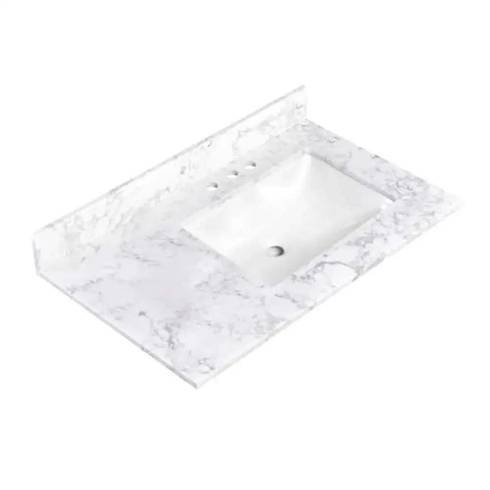 36x22 Inch Bathroom Vanity Top with Right Offset Sink Engineered Stone Countertop 8