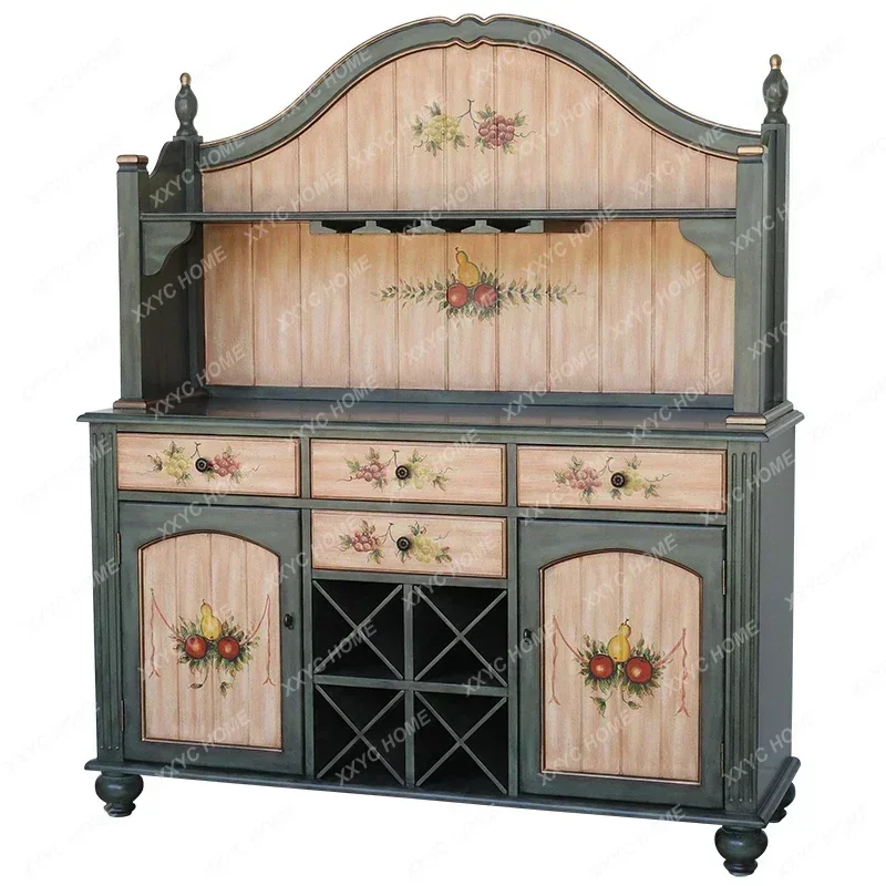 XXYPainted Dining Side Storage Organizer Entrance Cabinet Retro Multi-Functional Restaurant Wall Wine Cabinet