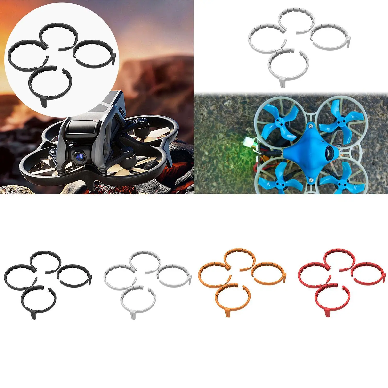 4Pcs Drone Propeller Guard Quick Release Fully Enclosed Lightweight Sturdy Scratch Props Protection for Flip RC Drone