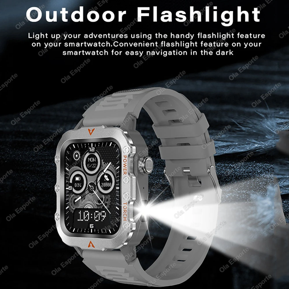 New 1.71-inch Bluetooth Voice Call smartwatch Heart Rate Blood Oxygen Monitor LED Flashlight Outdoor Sports Fitness Smart Watch