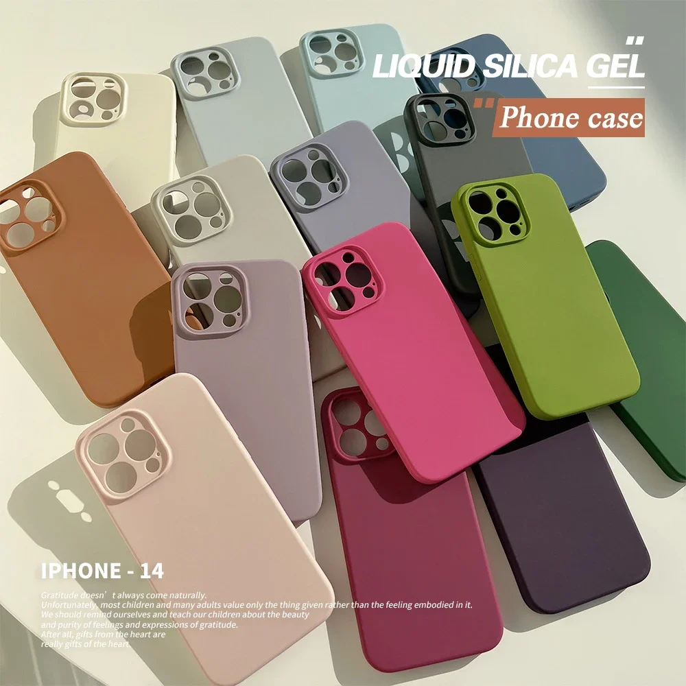 New 21 Color Liquid Silicone Phone Case for iPhone16 15 15Pro 15ProMax 15Plus Shockproof Soft Full Protection Phone Cover