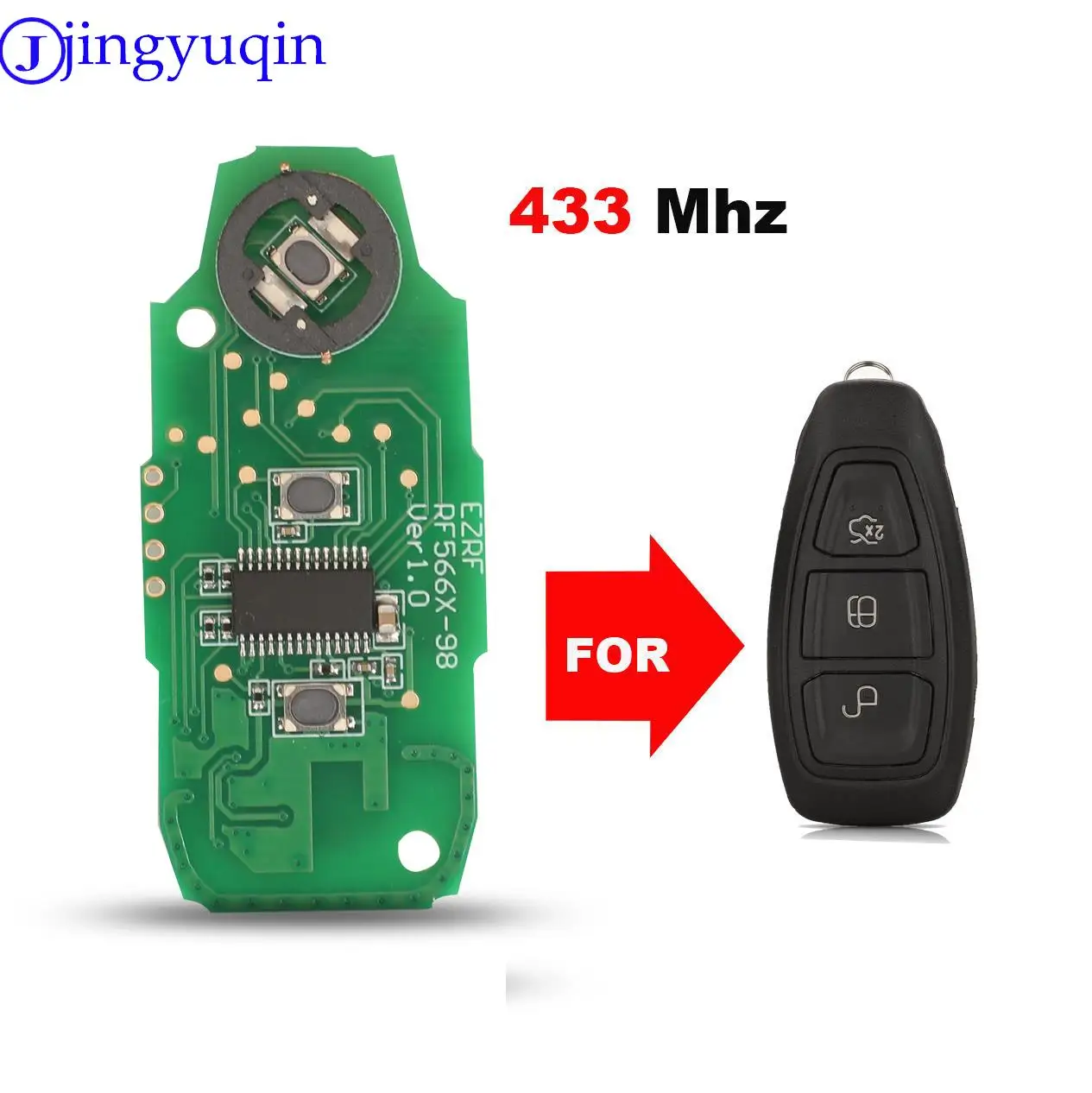 

Jingyuqin плата только чип 433 МГц для Ford Focus C-Max Mondeo Kuga Fiesta B-Max Smart Remote KR 5876268 /KR55WK48801