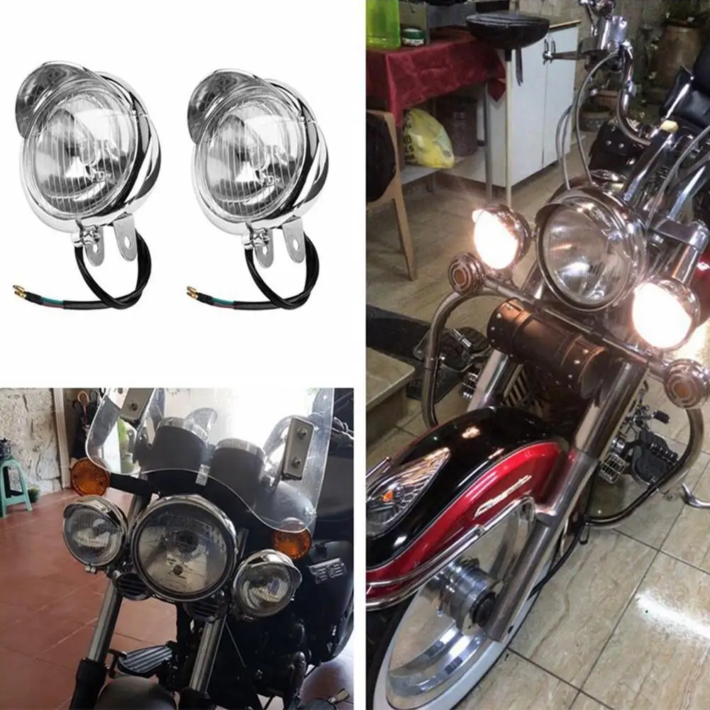 1 Set Motorcycle Headlight Spot Fog Lamp With Roll Cage Guard Bar Tube Bracket Clamp For Benelli Cafe Racer