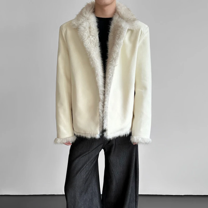 LUZHEN 2025 hiver nouveau haute qualité fausse fourrure Patchwork cou rembourré manteau hommes beau couleur unie élégant Parka vêtements JY5411