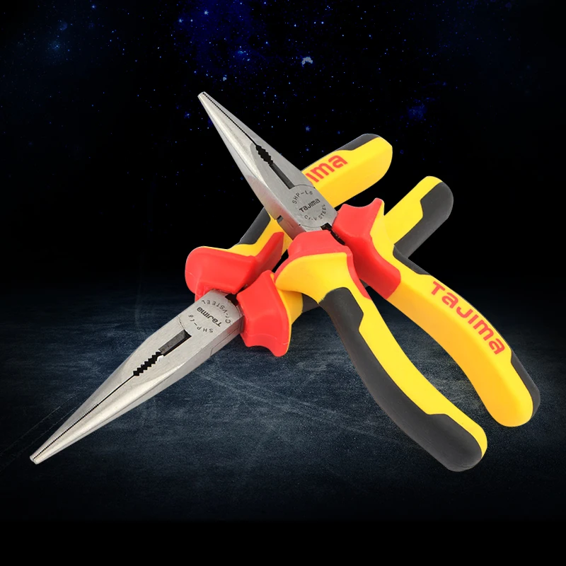 Tajima SHP-L6/L8 American tricolor handle needle-nose pliers Needle-nose pliers Multi-purpose needle-nose clamp 6 \