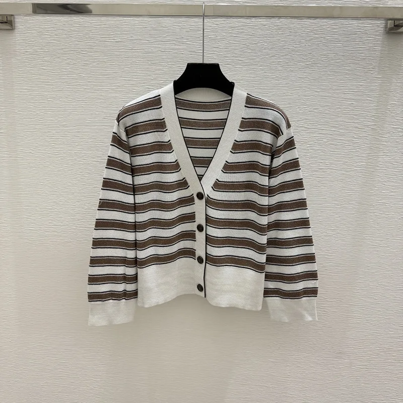 26 Autumn Winter New Knitted Striped Cardigan Sweater for Women