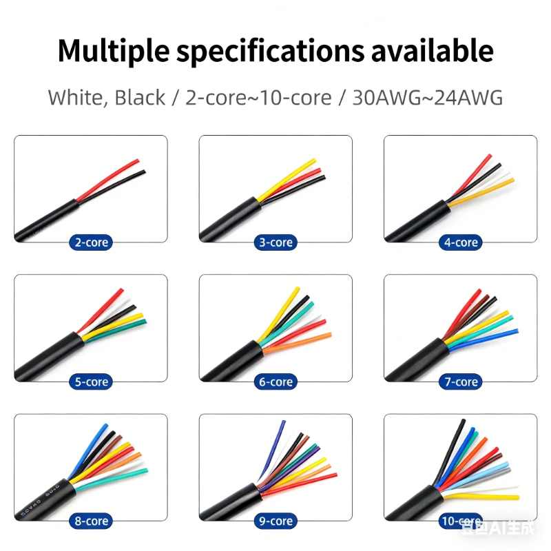 Copper Wire 30~14AWG PVC Sheathed Insulation 2 ~10 Cores DIY Signal Control Wires 2464 Channel Audio Line Copper Cable