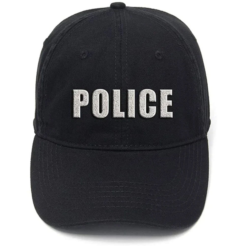 

Lyprerazy Police Washed Cotton Adjustable Men Women Unisex Hip Hop Cool Flock Printing Baseball Cap