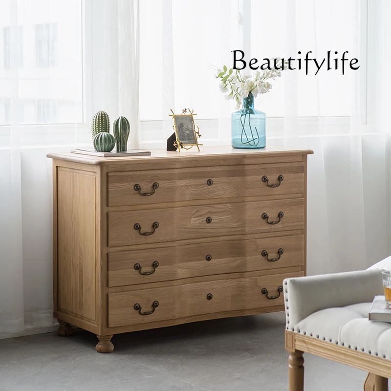 

American Oak Four-Bucket Cabinet Household Solid Wood Simplicity Locker