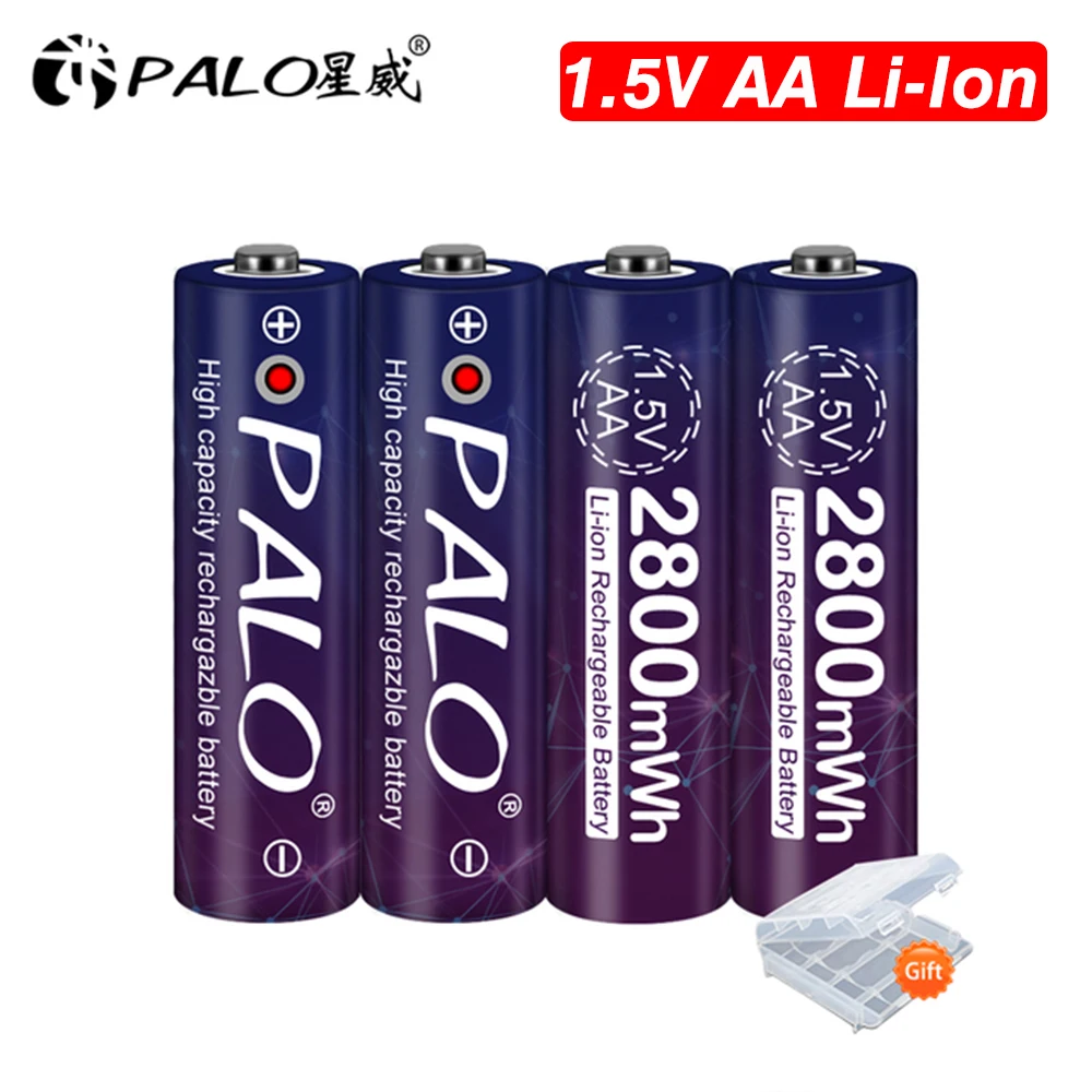 PALO 1.5V AA Li-ion Rechargeable Battery AA 1.5V 2800mWh lithium AA li-ion rechargeable battery Bateria AA 1.5V for thermometer