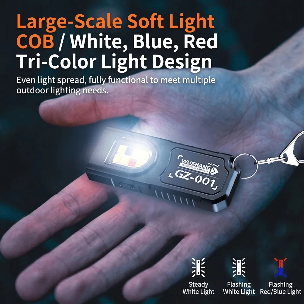LED Flashlight, Magnetic Base USB Charging Work Light with Keychain Clip, Portable Camping Hiking Emergency Lamp, Compact Gift
