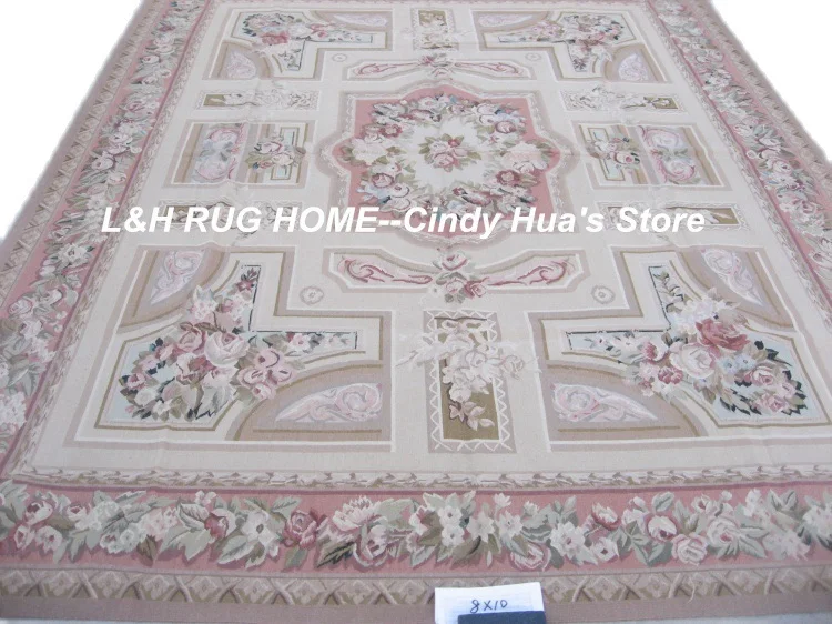 Free shipping 8'x10' Aubusson handmade woolen rugs Flower designs