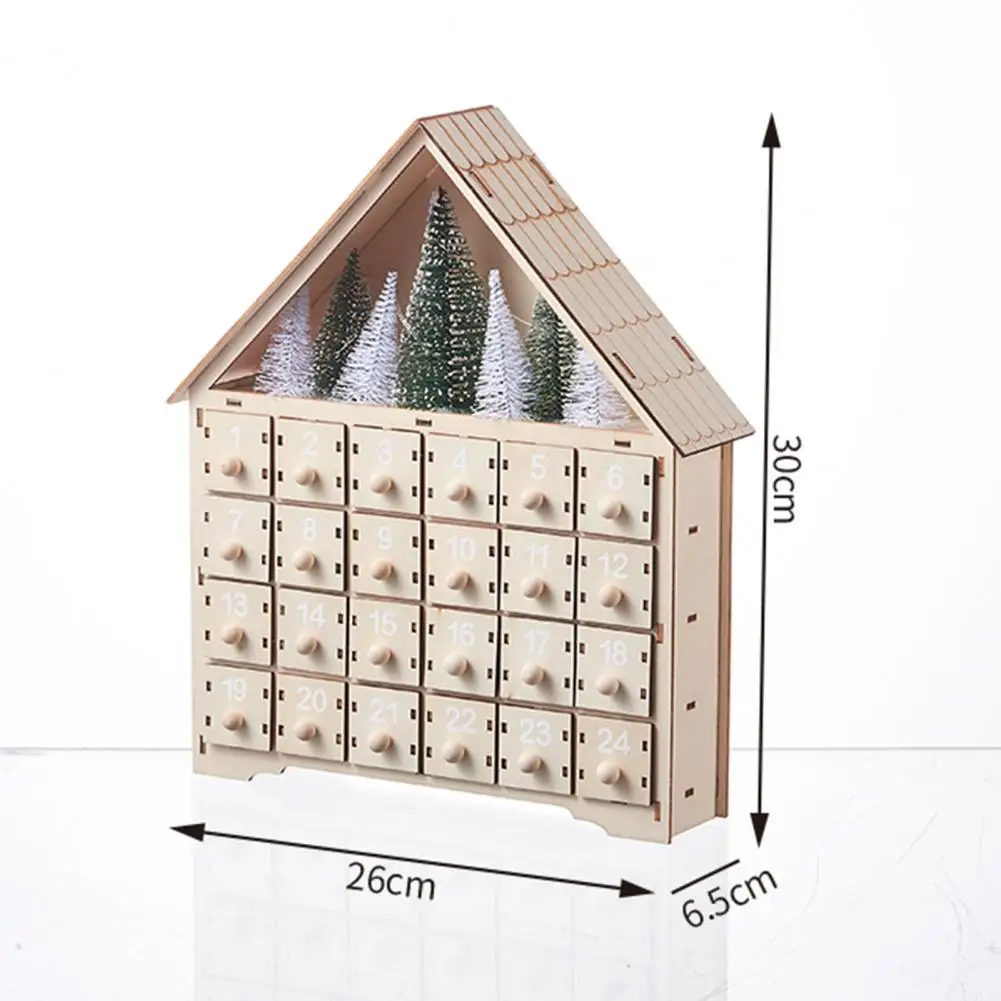 Wooden Christmas Calendar with Numbered Doors Wooden Christmas Advent Calendar with 24 Empty Drawers House Shape Countdown