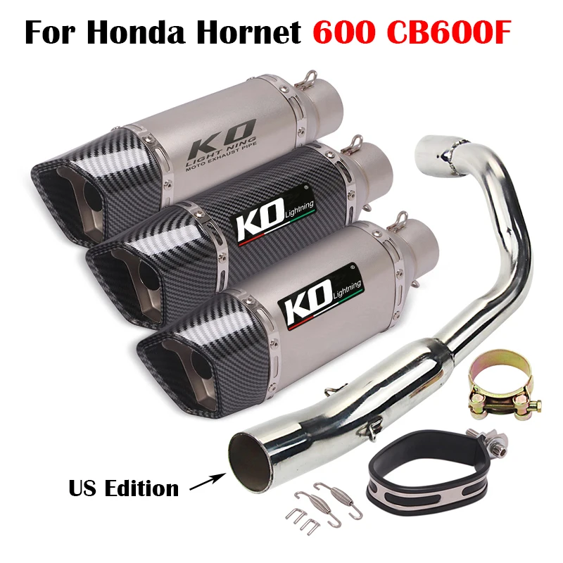 

Motorcycle Exhaust System Tip Middle Connect Pipe Slip on 51mm Silencer Muffler Tube Stainless Steel For Honda Hornet 600 CB600F