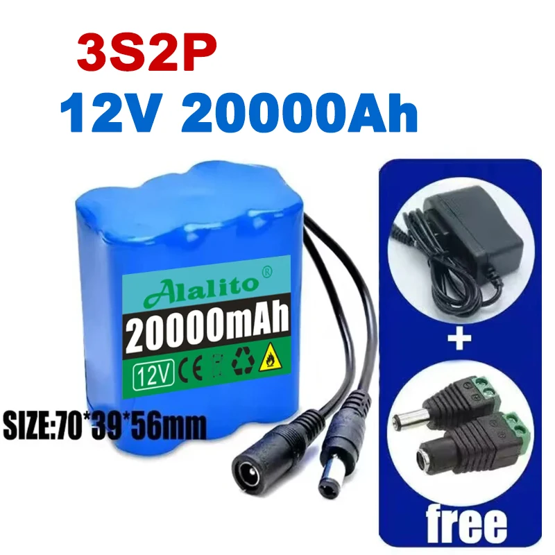 12V 50Ah 3s5p battery pack 18650 lithium ion 12V 20Ah-50Ah DC12.6V super large capacity rechargeable battery with BMS + charger