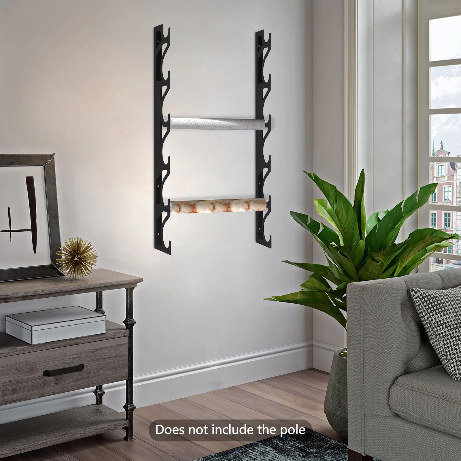 

6-рулонная металлическая виниловая стойка, нагрузка 20 кг/44 фунта, черная, настенный виниловый держатель для произведений искусства, ткани, крафт-бумаги