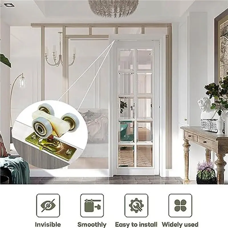 KYCOR-4 Pack Sliding Pocket Door Hardware Top Hanger Rollers Wheels Assembly Fit For Johnson Part 1125 & 1500 Hardware Kit