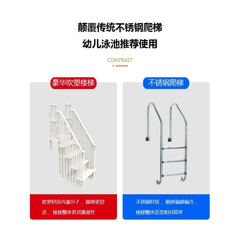 Swimming Pool Ladder, Children‑Specific Thickened Tread Anti‑Slip Blow‑Molded Double‑Sided Stairs